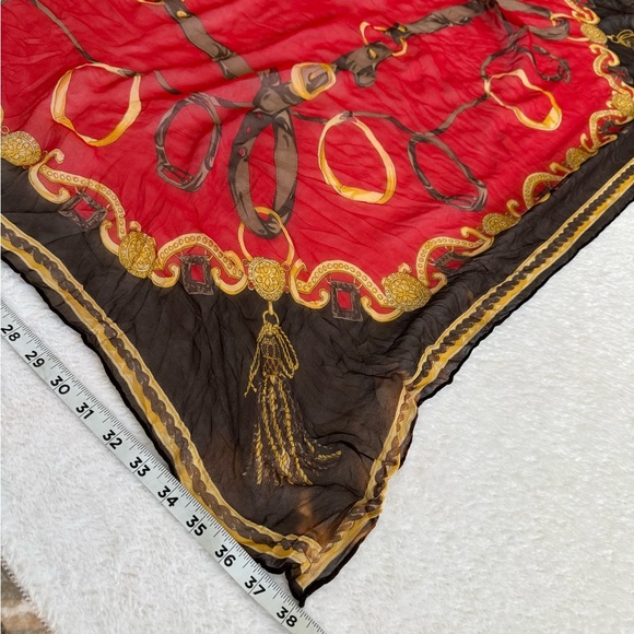 Gucci Red and Black Silk Wrap with Gold Accents - Picture 6 of 7